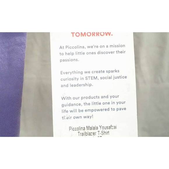 New Piccolina Girls Size 5/6 Malala Yousafzei Advocate 100% Cotton Crew Neck Tee - Picture 5 of 6